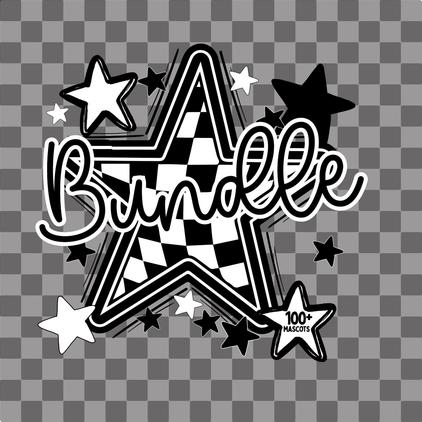 Checkered Star Mascot Bundle PNG | Sports Mom Coquette Design | Game Day Shirt PNG | Team Spirit Mascot | School Spirit Digital | Trendy