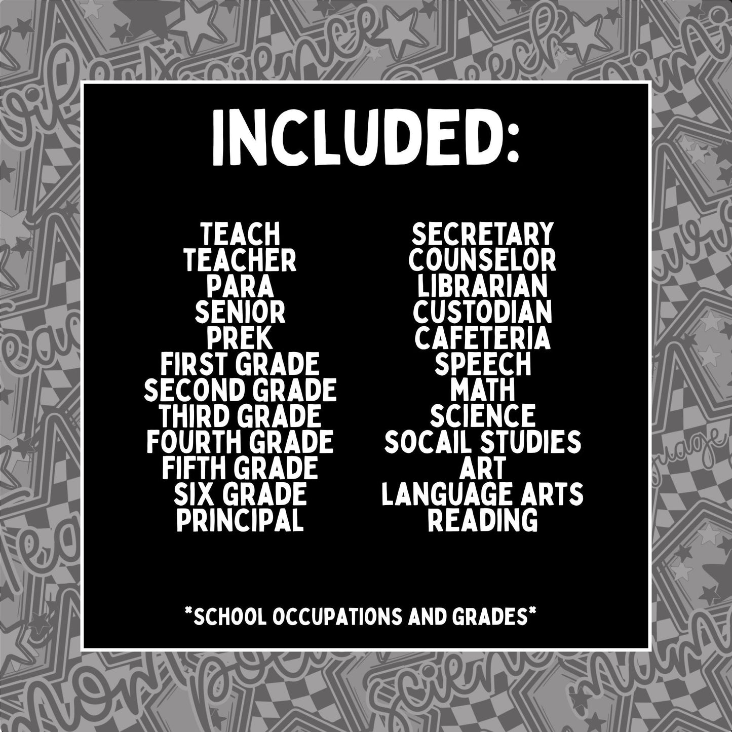 Checkered Star Occupation and Titles Bundle PNG | Mom Coquette Design | School Shirt PNG | Teacher | School Spirit Digital | Trendy
