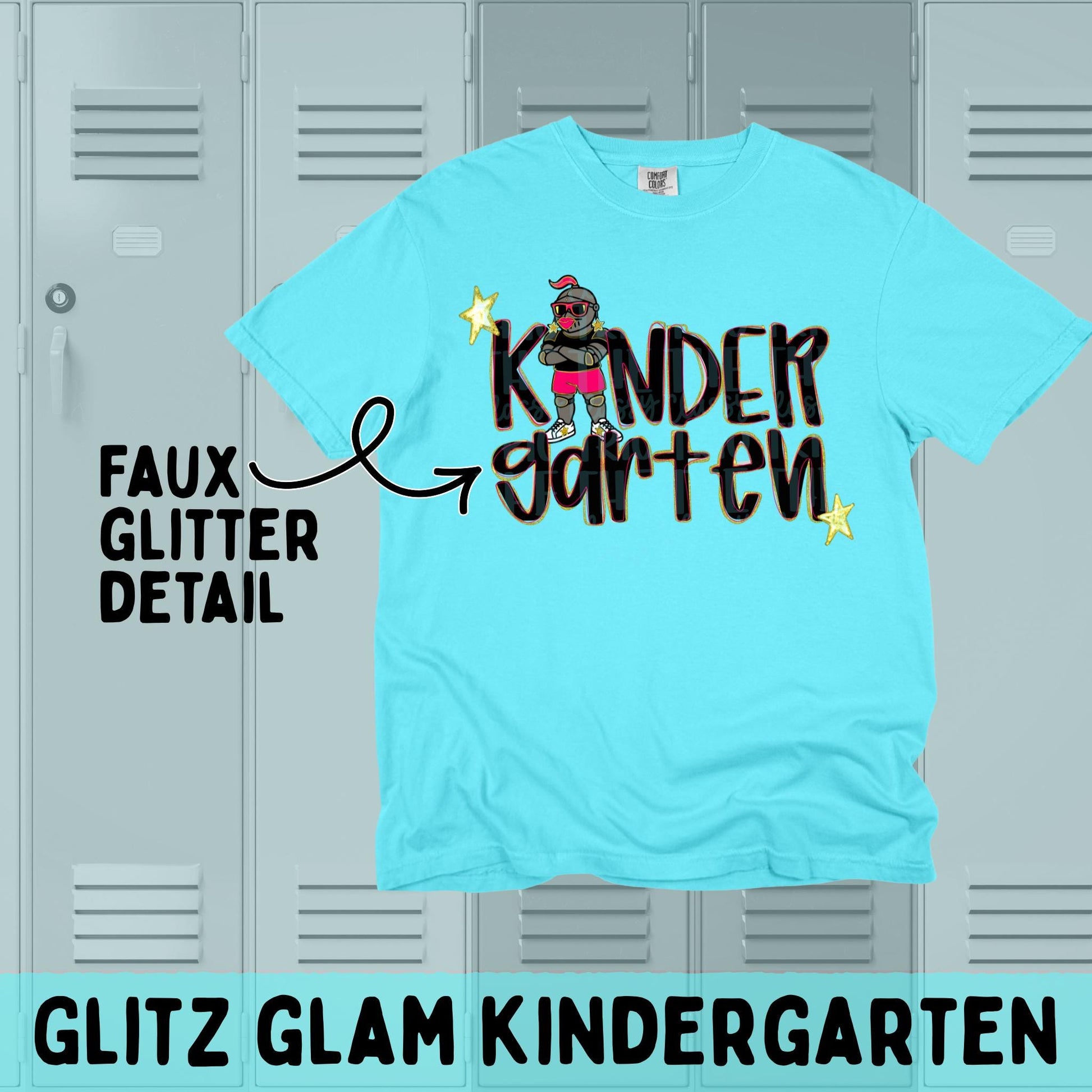 Kindergarten Knights Glitz | Digital Design | PNG | Sublimation | Faux Glitter | School Mascot Shirt Design | Trending | Original