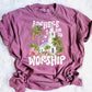 Here I am to Worship PNG | Christian Doodle Design (Digital Download) | Faith Shirt | Jesus | Floral Watercolor | Trendy Summer Design
