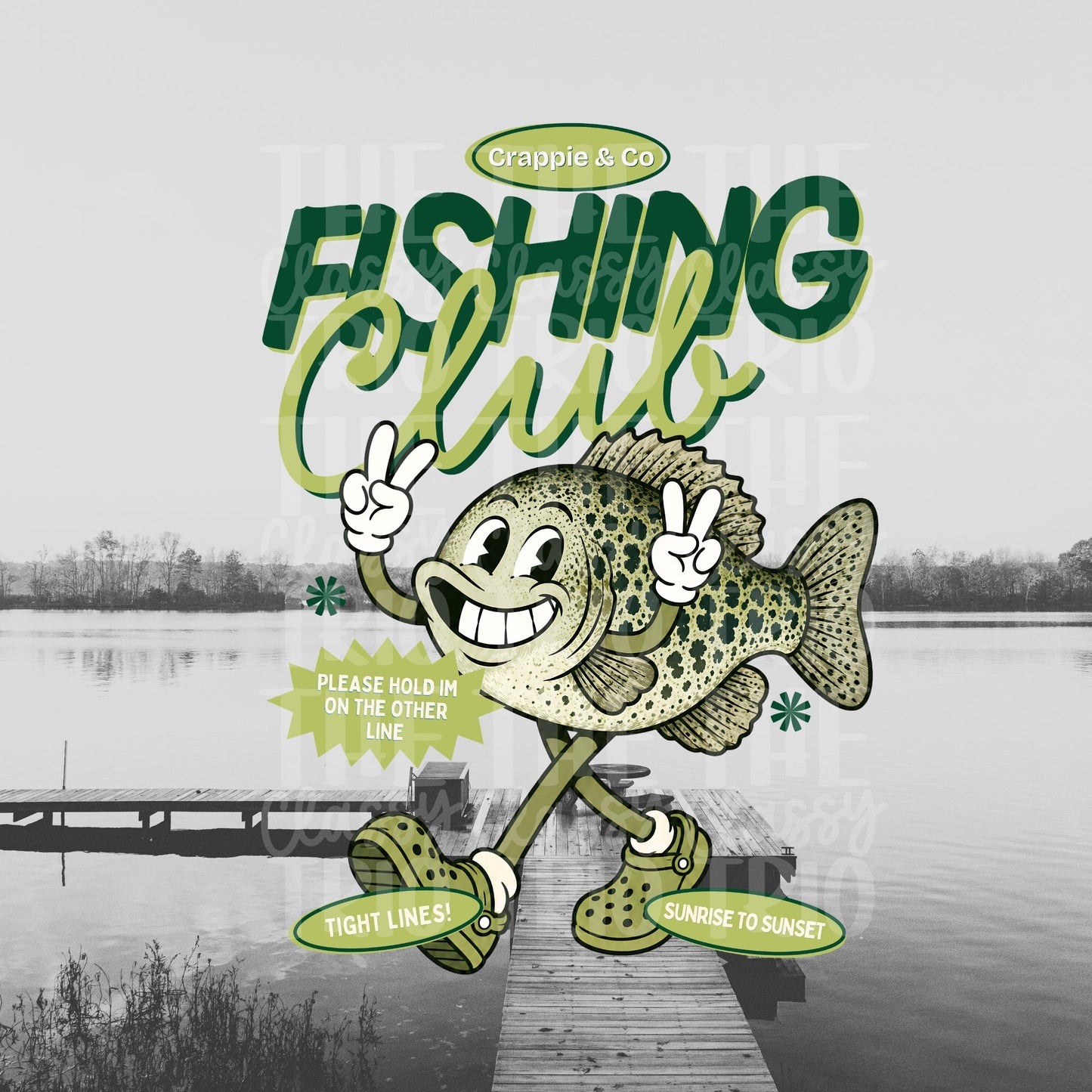 Bass Fishing Club PNG | Retro Lake Life Fish Mascot Shirt Design | Vintage Fishing Tee Graphic with Pocket Design Included | Trendy | Summer