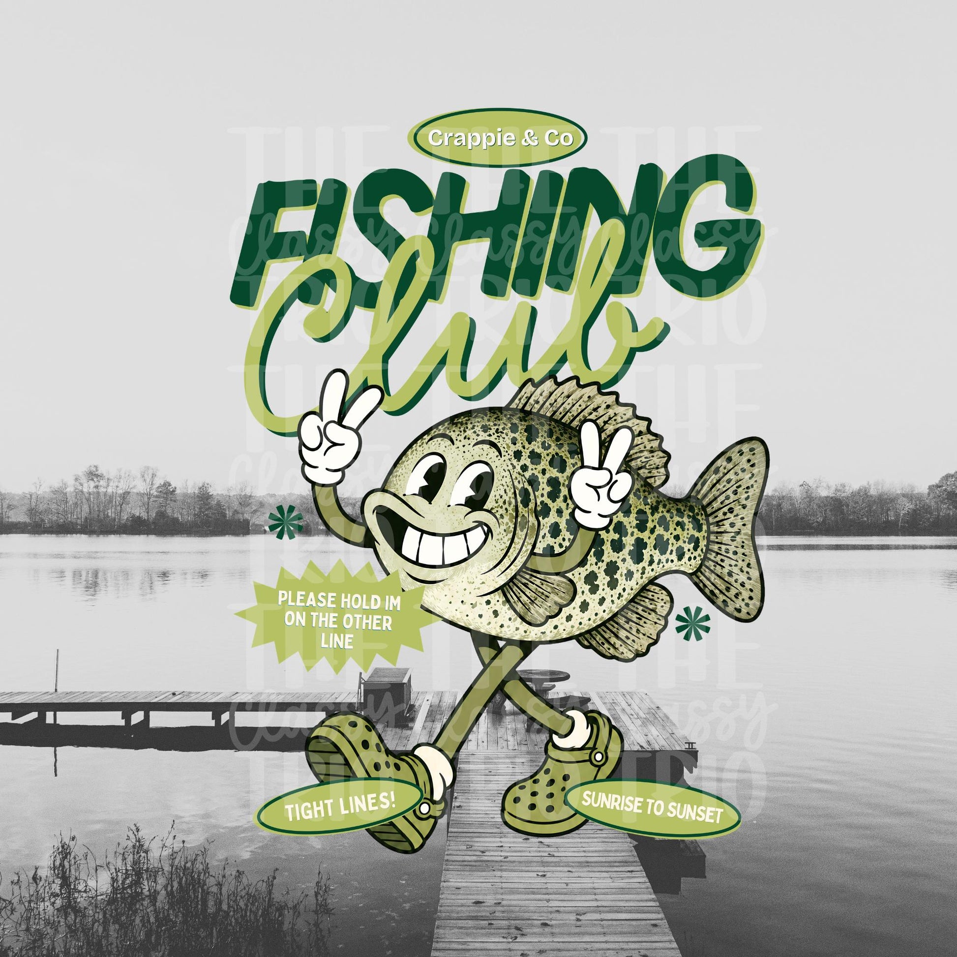 Bass Fishing Club PNG | Retro Lake Life Fish Mascot Shirt Design | Vintage Fishing Tee Graphic with Pocket Design Included | Trendy | Summer