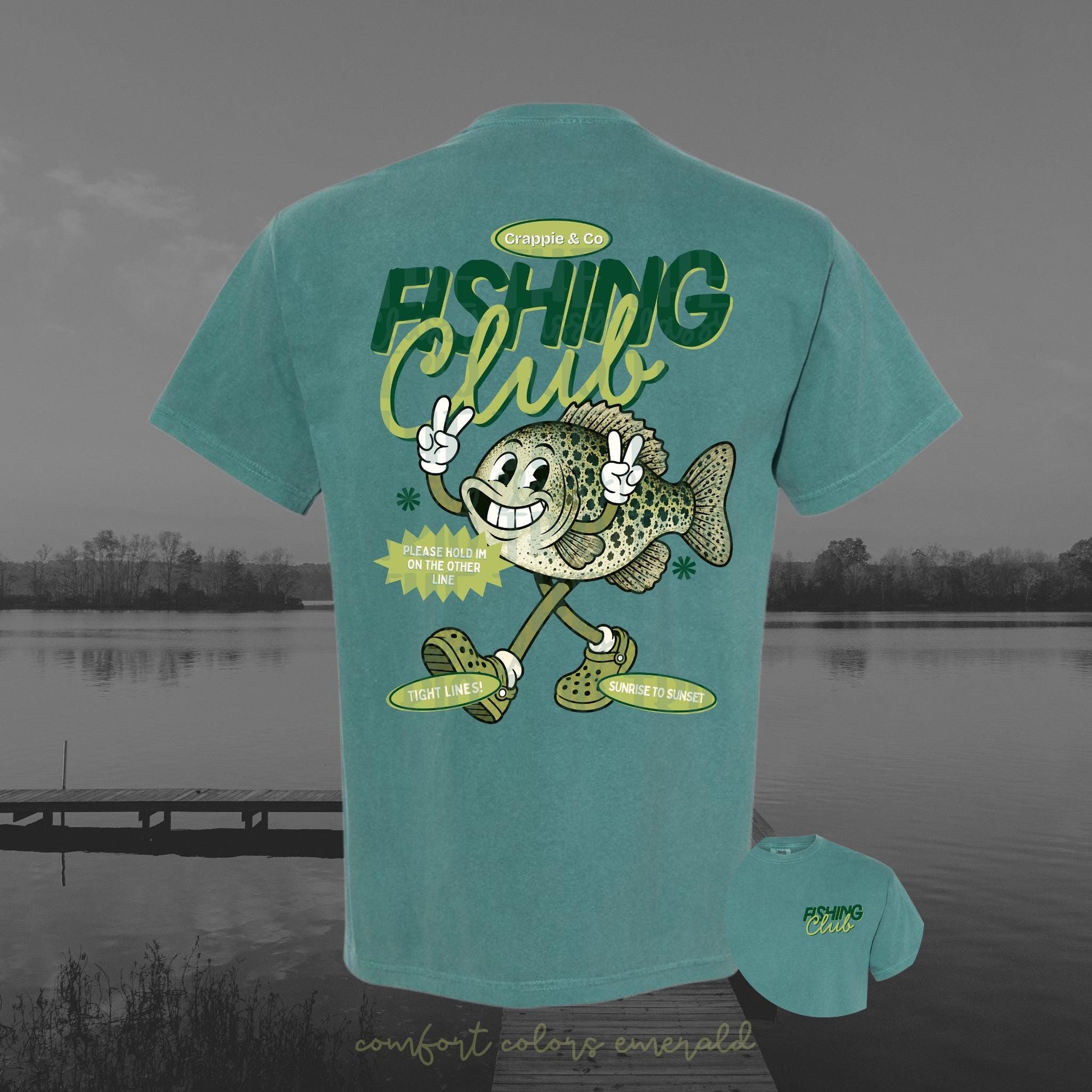 Bass Fishing Club PNG | Retro Lake Life Fish Mascot Shirt Design | Vintage Fishing Tee Graphic with Pocket Design Included | Trendy | Summer