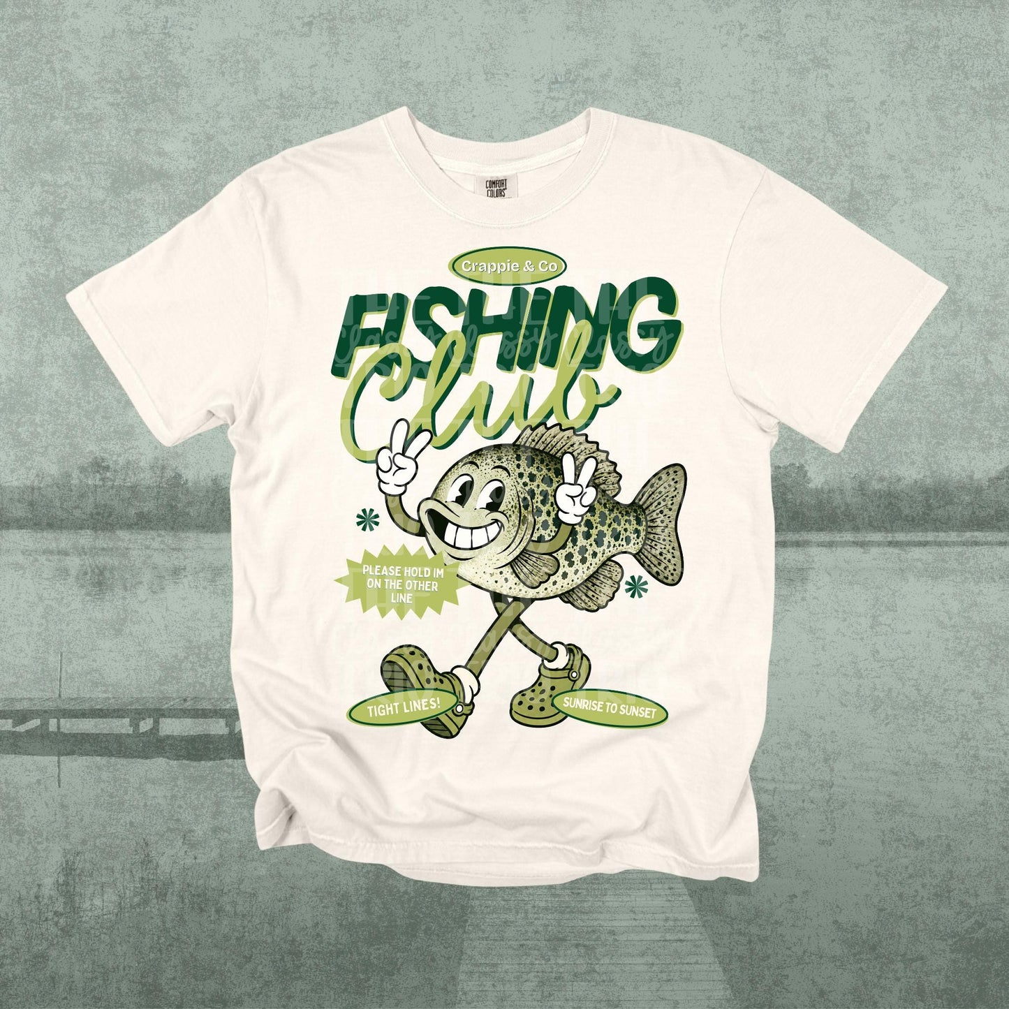 Bass Fishing Club PNG | Retro Lake Life Fish Mascot Shirt Design | Vintage Fishing Tee Graphic with Pocket Design Included | Trendy | Summer
