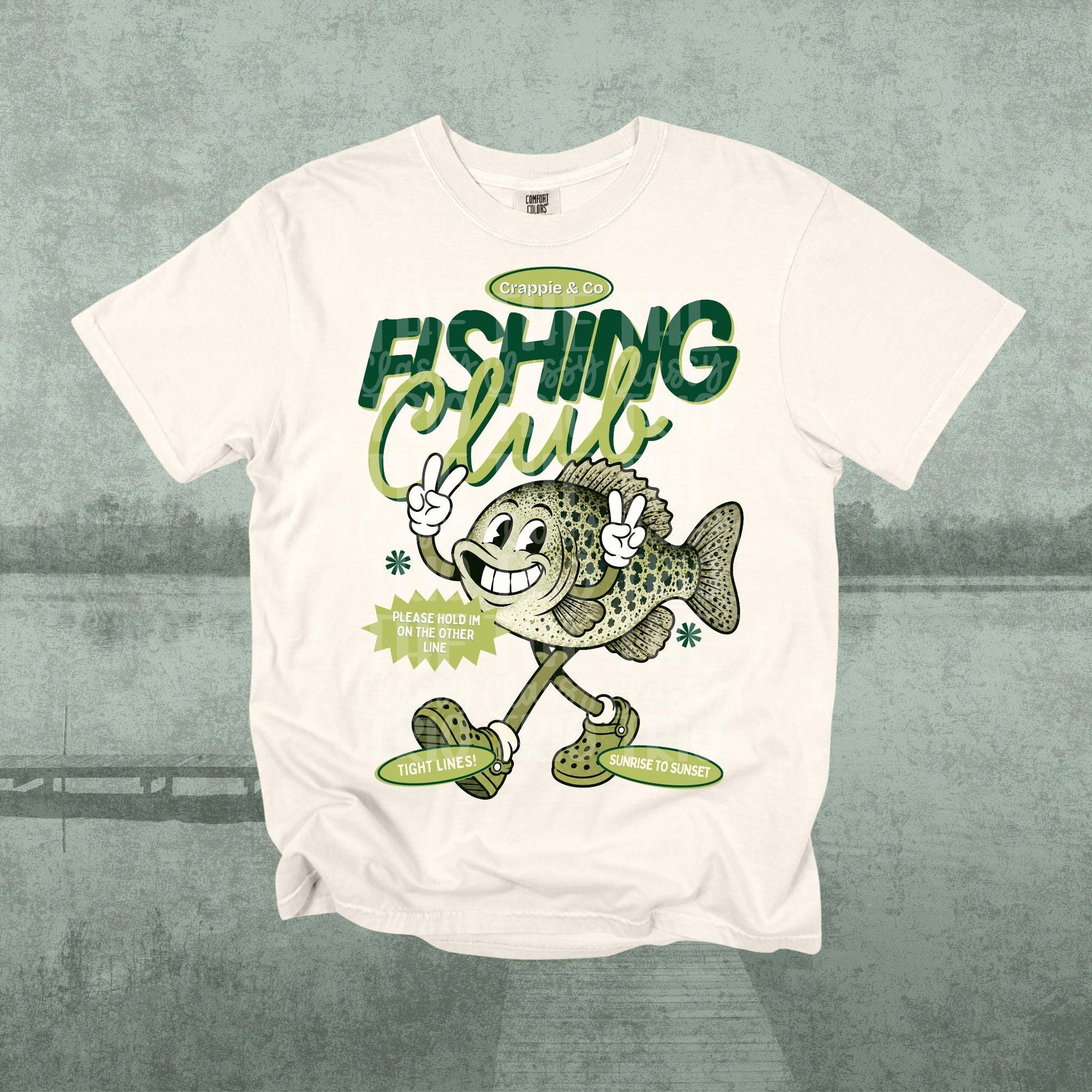 Bass Fishing Club PNG | Retro Lake Life Fish Mascot Shirt Design | Vintage Fishing Tee Graphic with Pocket Design Included | Trendy | Summer