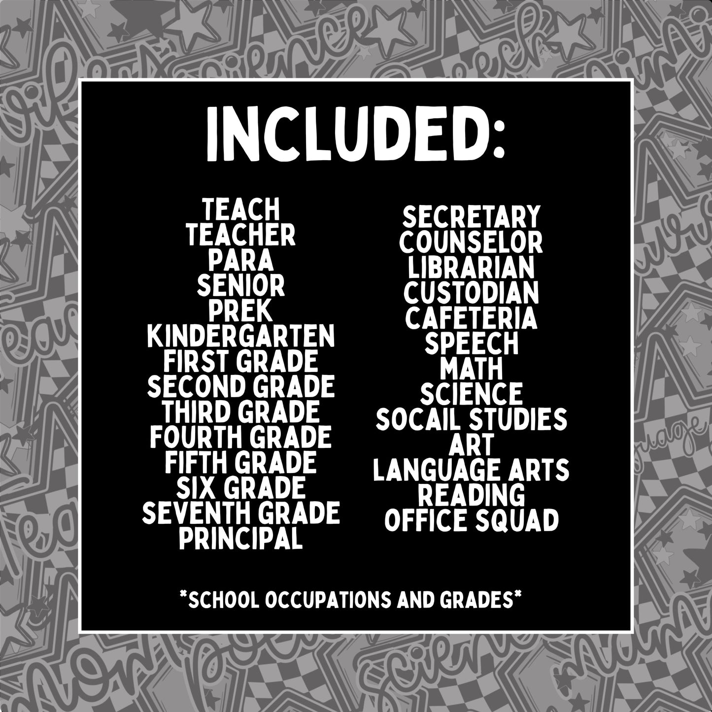 Checkered Star Occupation and Titles Bundle PNG | Mom Coquette Design | School Shirt PNG | Teacher | School Spirit Digital | Trendy