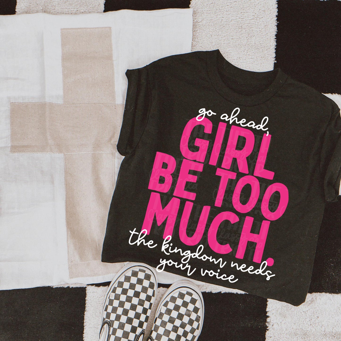 Girl Be Too Much Esther PNG | Christian Digital Design | Jesus, Bible Verse, Trendy, Church Shirt, Front Back, Trending (Digital Download)