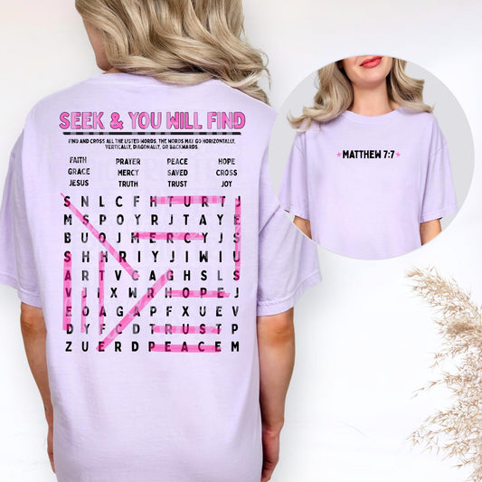 Seek and Find Word Search PNG | Christian Digital Design | Jesus, Bible Verse, Trendy, Church Shirt, Front Back, Trending (Digital Download)