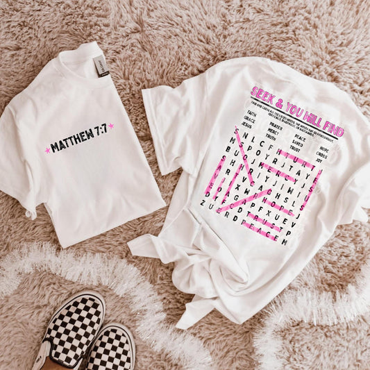 Seek and Find Word Search PNG | Christian Digital Design | Jesus, Bible Verse, Trendy, Church Shirt, Front Back, Trending (Digital Download)