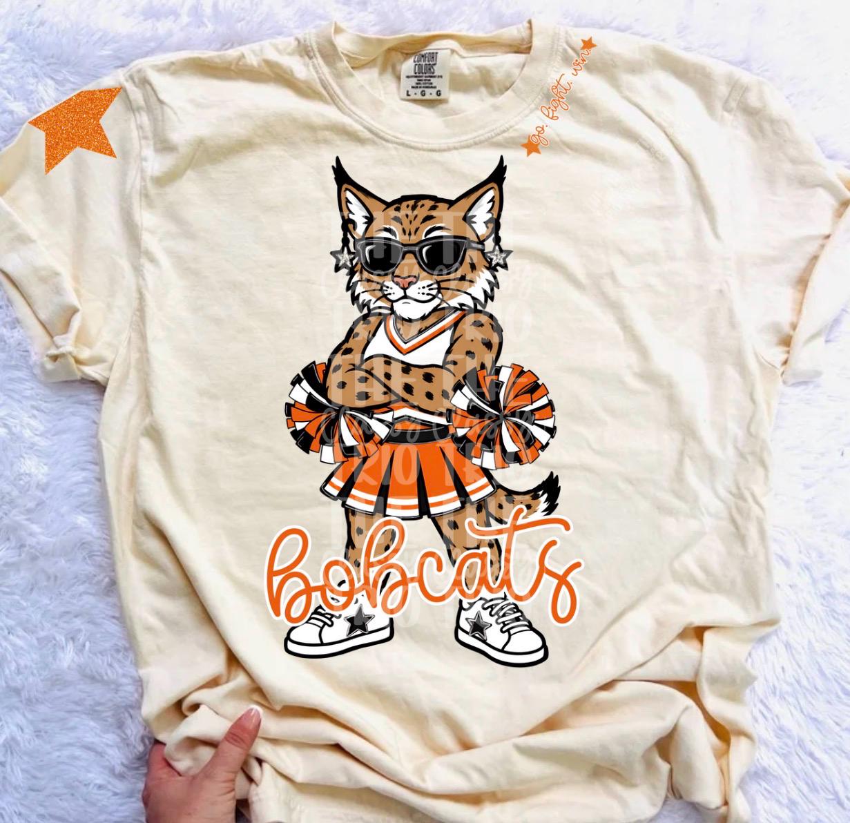 Bobcats Mascot PNG | Team Spirit Sublimation Design, Orange Cheerleading, School Spirit Wear (Digital File)