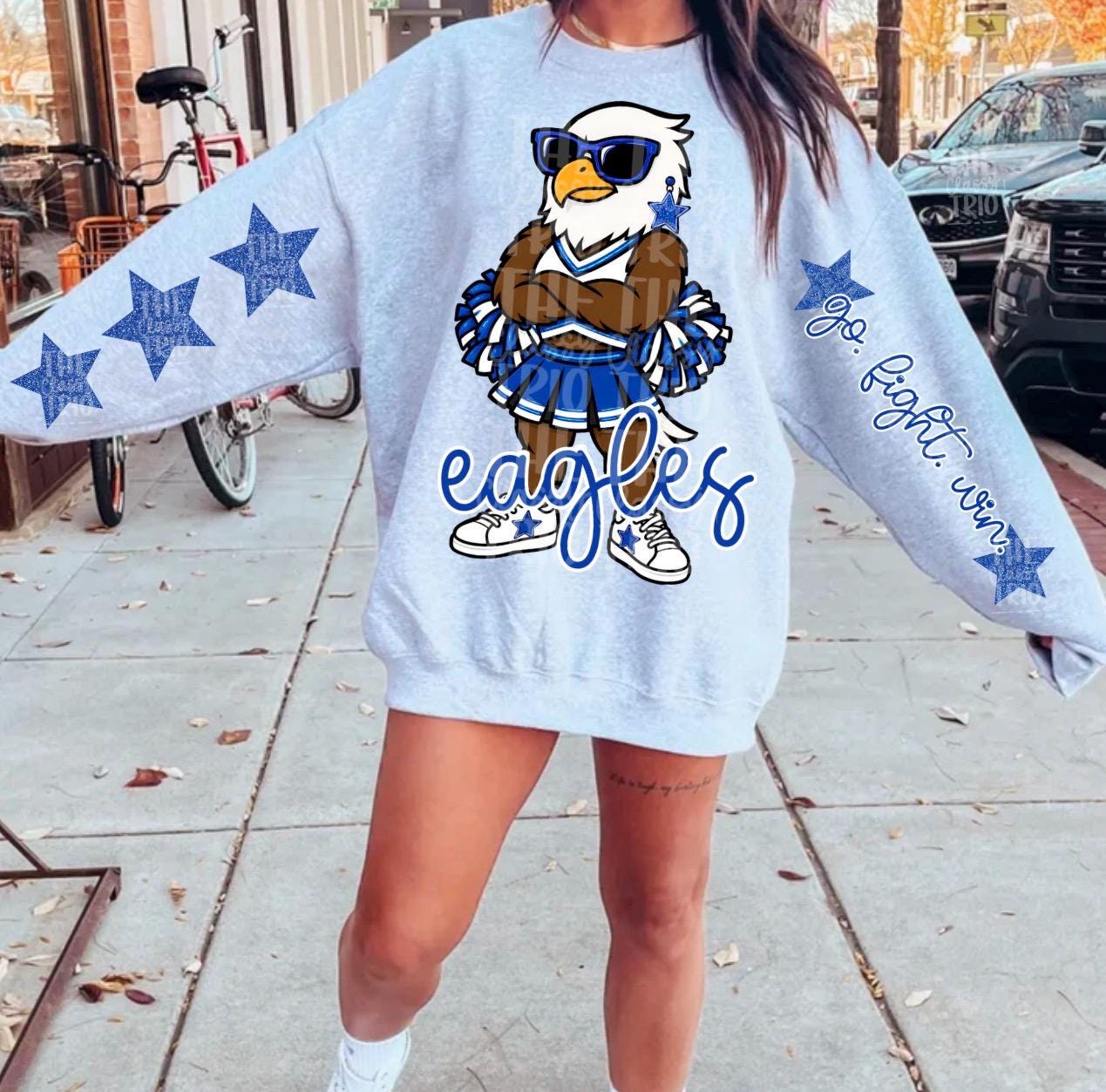 Eagles Mascot PNG | Team Spirit Sublimation Design, Blue Cheerleading, School Spirit Wear (Digital File)