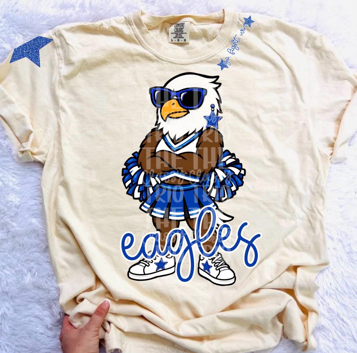 Eagles Mascot PNG | Team Spirit Sublimation Design, Blue Cheerleading, School Spirit Wear (Digital File)