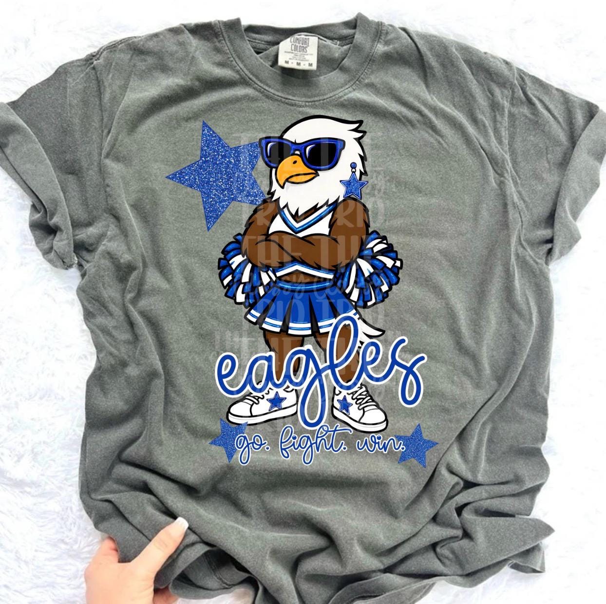 Eagles Mascot PNG | Team Spirit Sublimation Design, Blue Cheerleading, School Spirit Wear (Digital File)