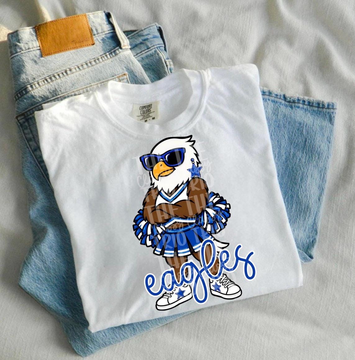 Eagles Mascot PNG | Team Spirit Sublimation Design, Blue Cheerleading, School Spirit Wear (Digital File)
