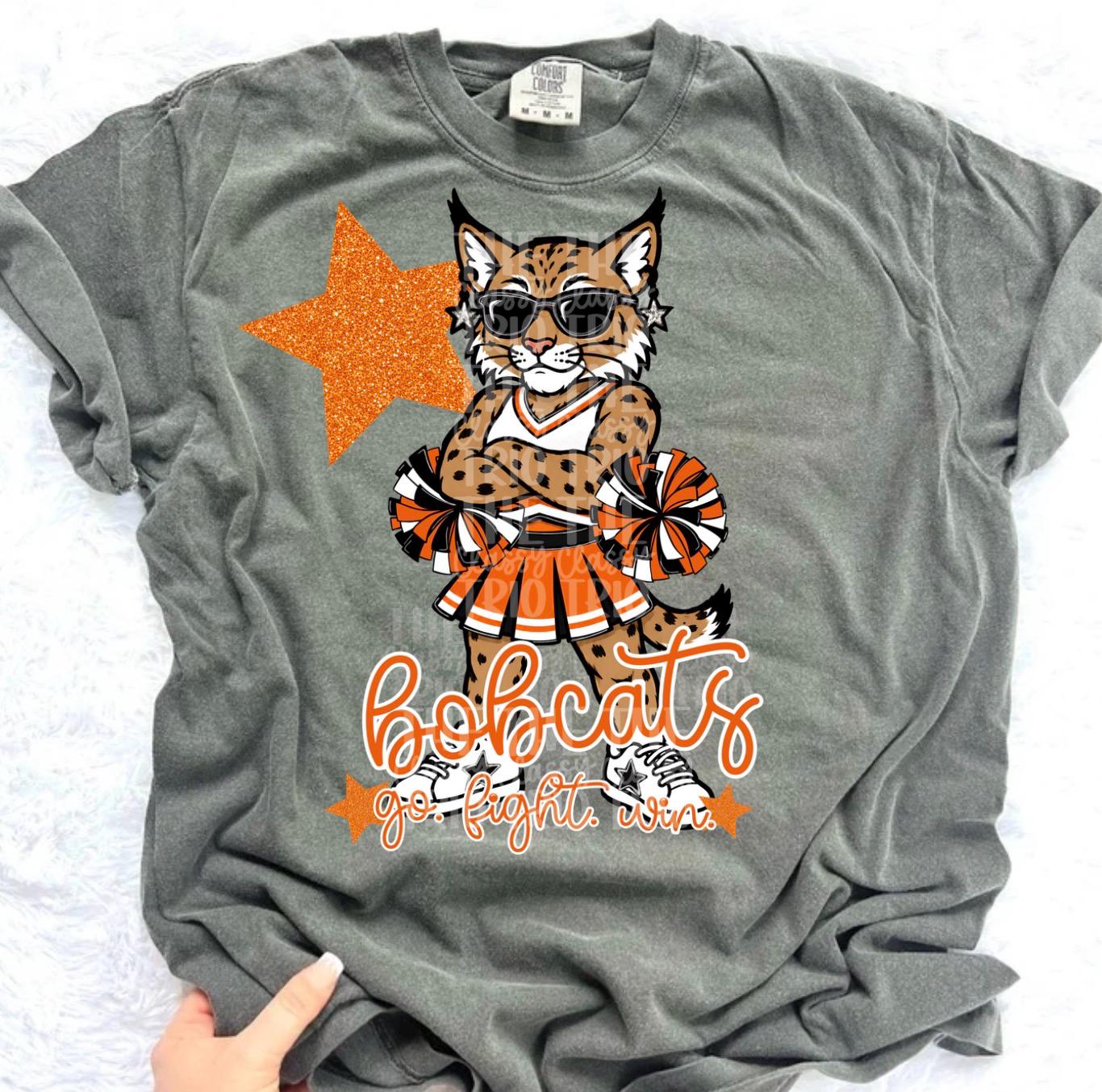 Bobcats Mascot PNG | Team Spirit Sublimation Design, Orange Cheerleading, School Spirit Wear (Digital File)