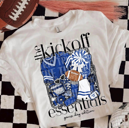 Kickoff Essentials Blue, School Spirit Wear, PNG Digital Design, Cheerleading Football (Digital Only)