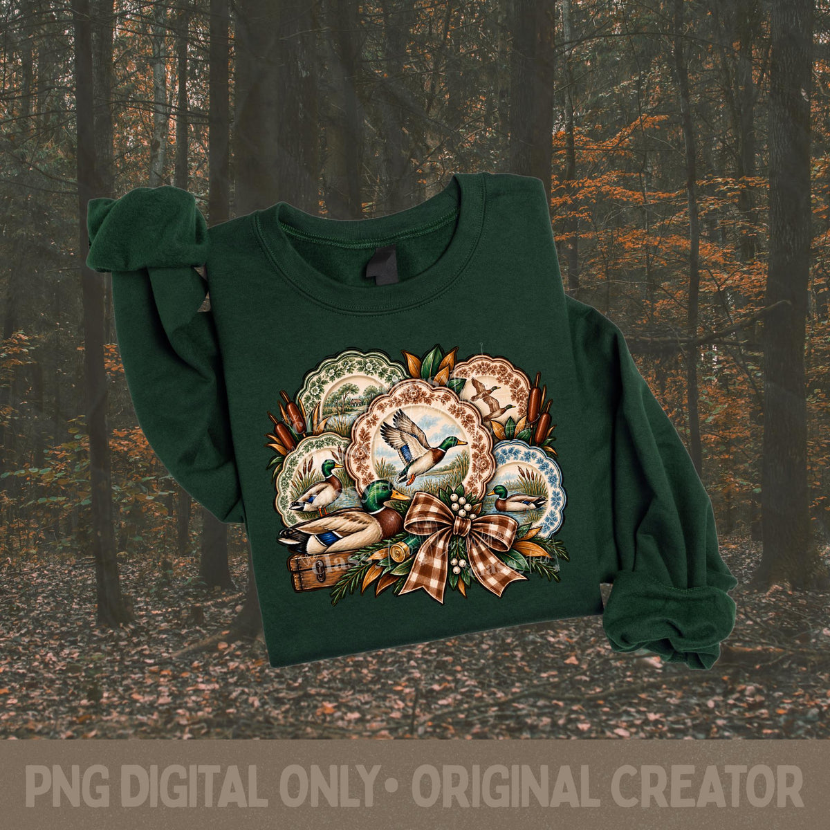 Mallard Duck PNG, Vintage Duck Hunting Design, Southern Hunting Plate Collage, Sublimation, Agriculture, Shirt Design, Country Digital