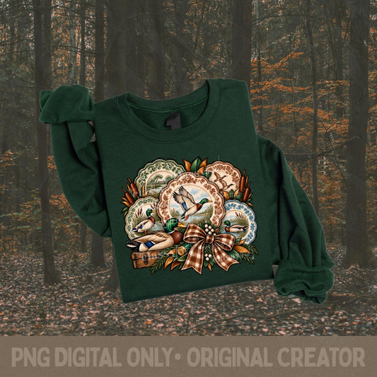 Mallard Duck PNG, Vintage Duck Hunting Design, Southern Hunting Plate Collage, Sublimation, Agriculture, Shirt Design, Country Digital
