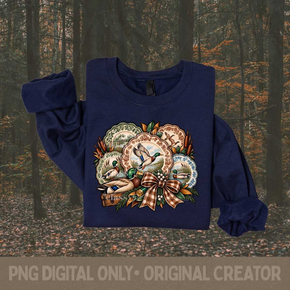 Mallard Duck PNG, Vintage Duck Hunting Design, Southern Hunting Plate Collage, Sublimation, Agriculture, Shirt Design, Country Digital