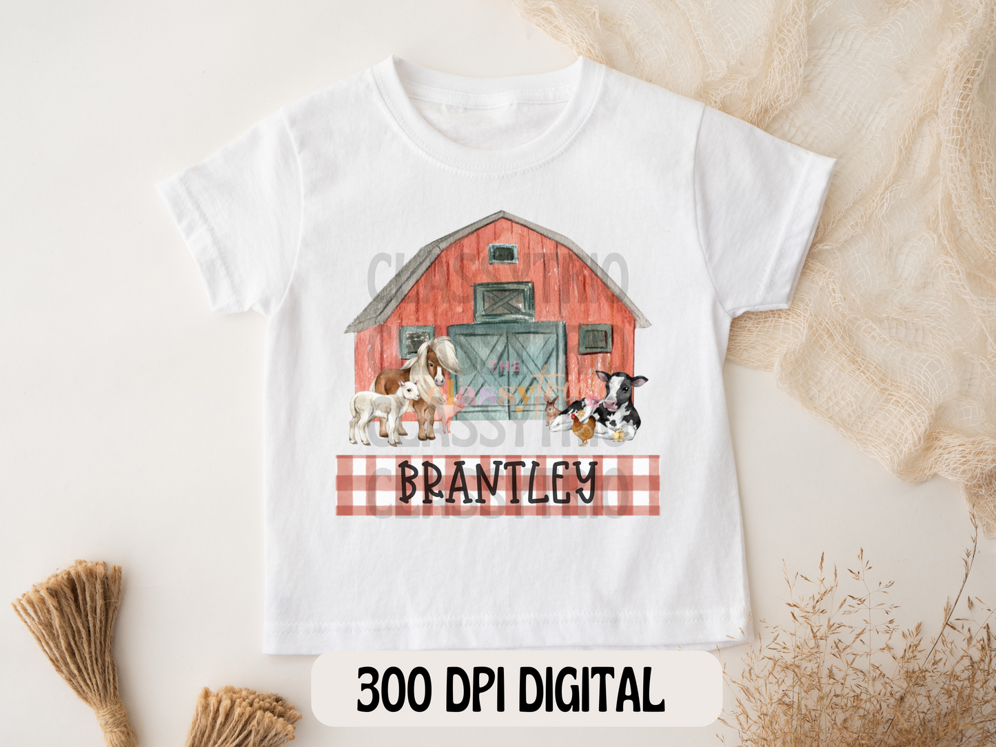 Watercolor Barn Digital (Red)